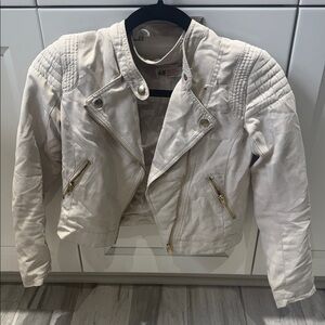 H&M Women's Off-White Leather Jacket